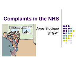 Complaints in the NHS - Awes Siddique