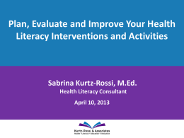 Plan, Evaluate and Improve Your Health Literacy Interventions