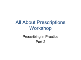 About Prescriptions Workshop - Prescribing in Practice