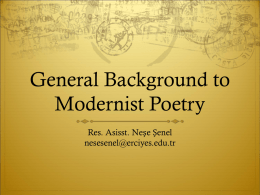 General Background to Modernist Poetry