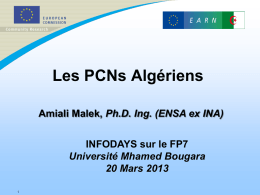 Les PCNs Algériens