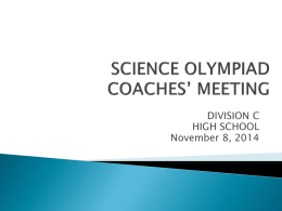 Coach ppt at LeMoyne 2014. - New York State Science Olympiad