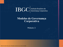 Modelos de Governança Corporativa