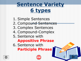 Sentence Variety - Paul Revere Middle School