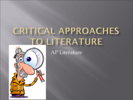 Critical Approaches to Literature