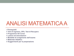 Analisi Matematica A - DIPARTIMENTO DI SCIENZE E METODI