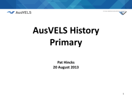 AusVELS History Primary - Victorian Curriculum and Assessment