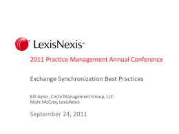 Exchange Synch Best Practices