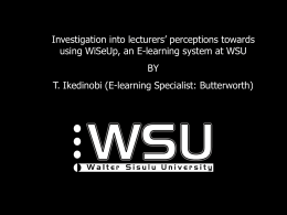 Investigation into lecturer`s perceptions towards using Wise