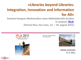 IFLA 2011 - Narodna in univerzitetna knjižnica