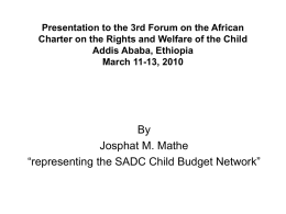 Presentation to the 3rd Forum on the African Charter on the