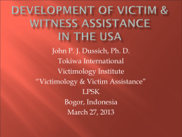 Development of Victim & itness protection in the USA