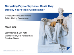 Navigating Pay-to-Play Laws - Construction Industry Round Table