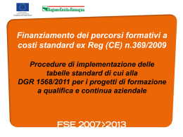Finanziamento dei percorsi formativi a costi standard ex Reg (CE) n.