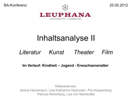 Inhaltsanalyse Literatur, Kunst, Theater und Film.