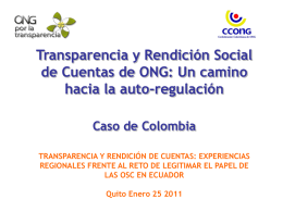 Transparencia y Rendición Social de Cuentas de ONG: un camino