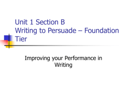 Writing to Persuade - Royton and Crompton School