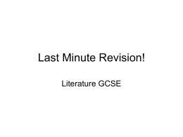 Last Minute Literature Revision!.