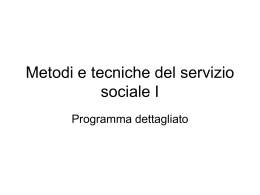 Metodi e tecniche del servizio sociale I