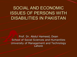 SITUATION OF DISABLED PERSONS IN PAKISTAN
