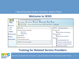 SESIS for Related Service Providers