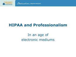 HIPAA and Professionalism