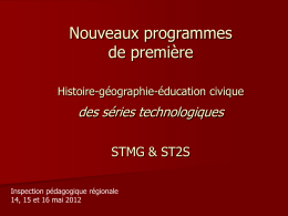 Nouveaux programmes des 1e STMG et ST2S