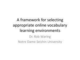 A framework for selecting appropriate online