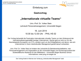 Gastvortrag „Internationale virtuelle Teams“