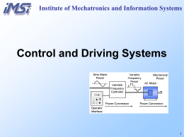 Institute of Mechatronics and Information Systems Control systems