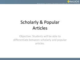 Scholarly vs Popular Articles