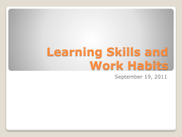 Digging Deeper into Learning Skills and Work Habits (PowerPoint)
