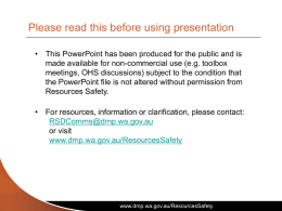 (SRS) mine safety information session (2014)