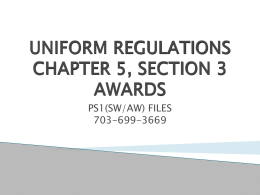UNIFORM REGULATIONS CHAPTER 5, SECTION 3 AWARDS