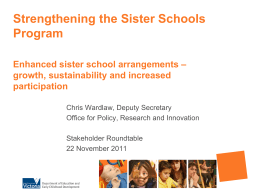 Strengthening the Sister Schools Program