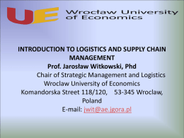 INTRODUCTION TO LOGISTICS AND SUPPLY CHAIN