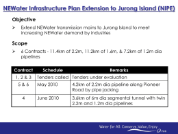 NEWater Infrastructure Plan Extension to Jurong Island (NIPE)