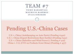US v. China - International Trade Relations