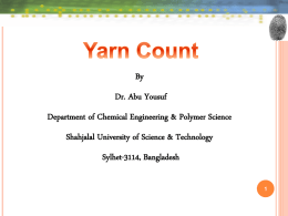 Lecture 4: Yarn count - Chemical Engineering Resources
