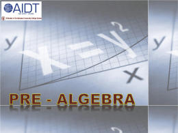 Pre-Algebra - AIDT - Alabama Industrial Development Training