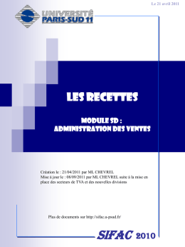 MANUEL UTILISATION MODULE RECETTES V2