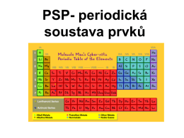 PSP- periodická soustava prvků CHEMICKÝ PRVEK