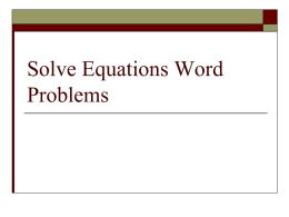 Solve Equations Word Problems Examples