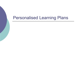 Personalised Learning Plans