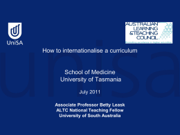 How to internationalise a curriculum, School of Medicine, University