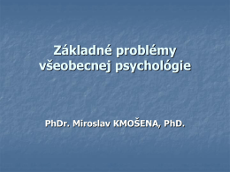 Základné problémy všeobecnej psychológie