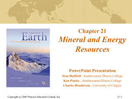 Metallic Mineral Deposits and Geologic Processes