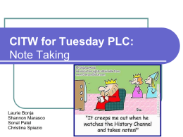 CITW for Tuesday PLC: Note Taking
