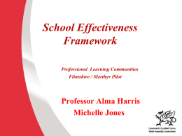 School Effectiveness Framework The next phase