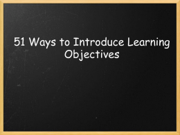 51 ways to introduce learning outcomes